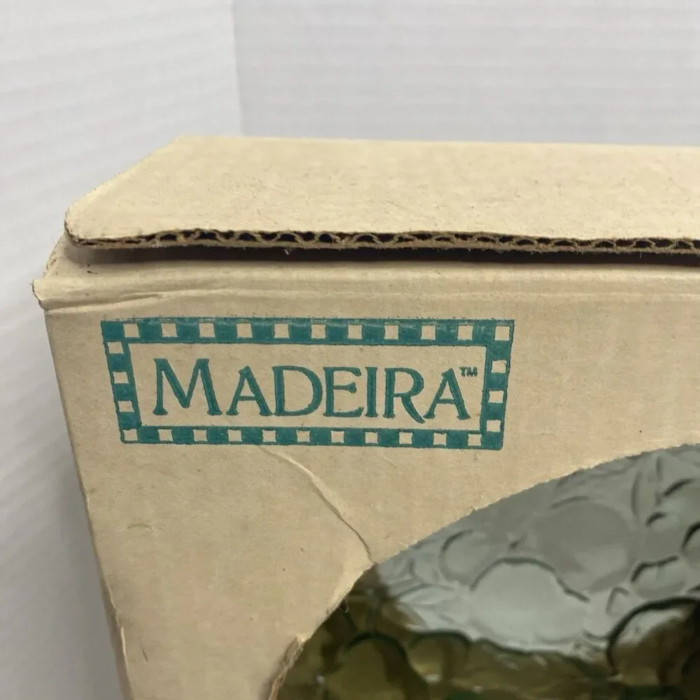 Indiana Glass Madeira 3pc Green Ovenware Set Casseroles Libbey Orchard Fruit VTG